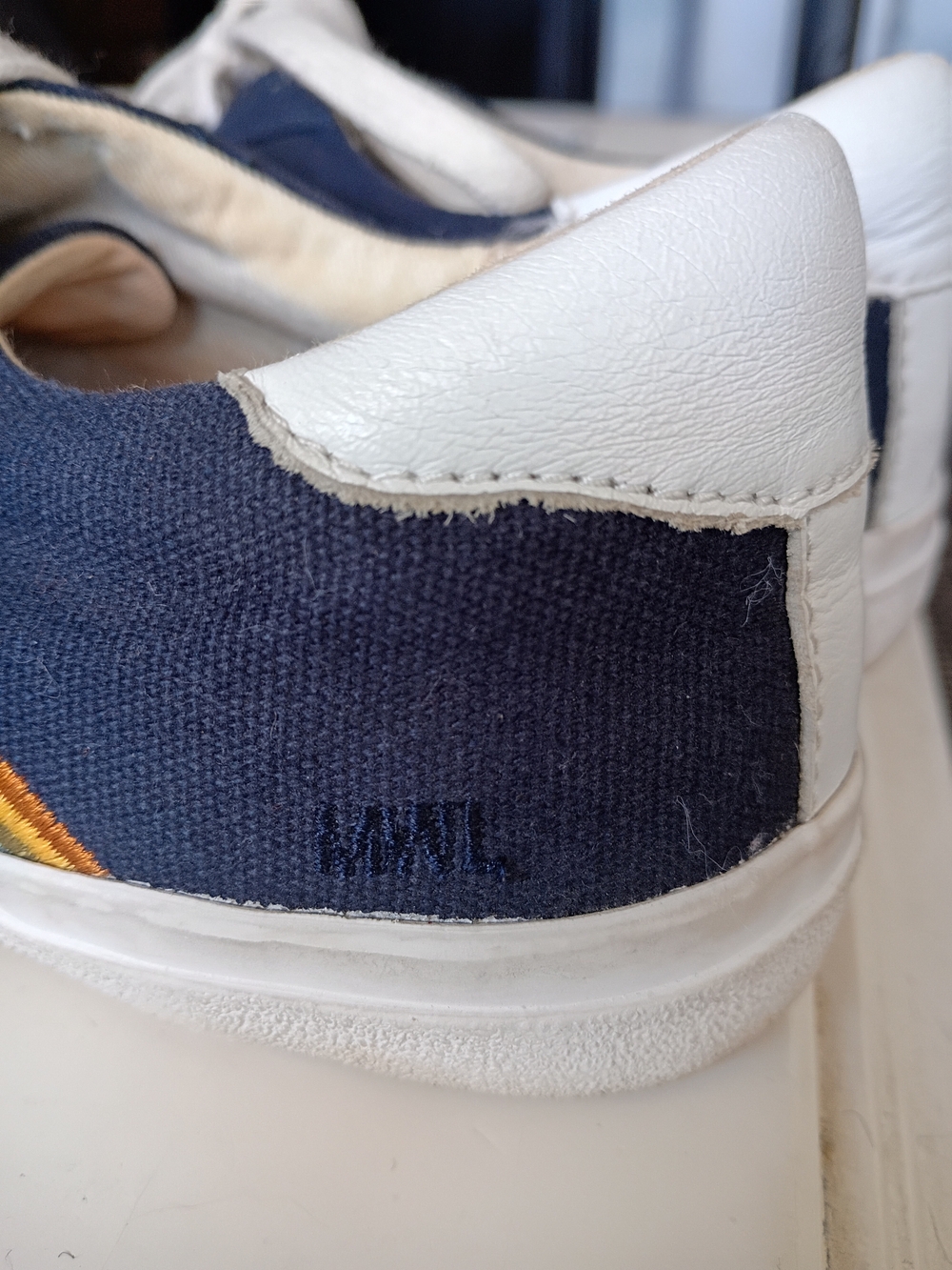 Madewell Navy Canvas Sneakers with Rainbow Stripe Accent - Picture 6 of 7